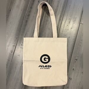 [NWOT] Canvas Tote Bag with Black Logo - Cream